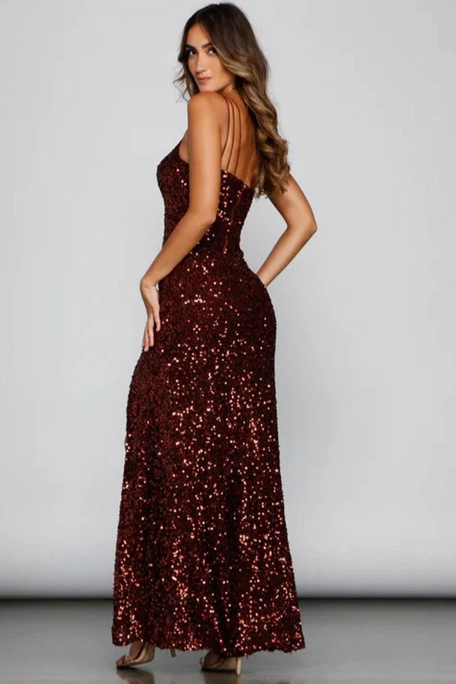 Sequin One Strap Slit Formal Dress - Image 9