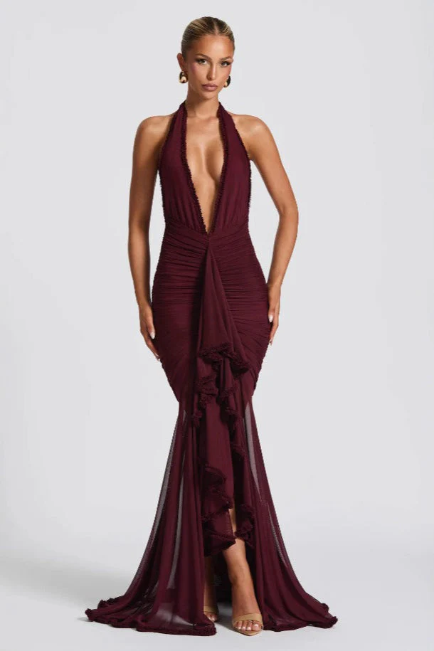 Sexy Deep V Halter Mermaid Party Dress