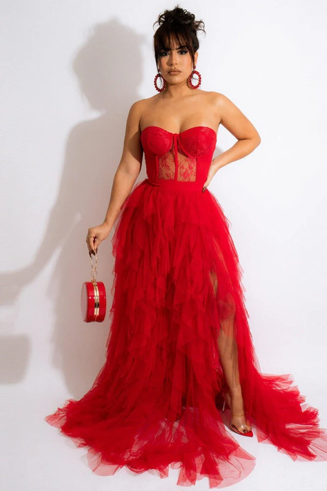 Sheer Lace Bustier Formal Dress - Image 3