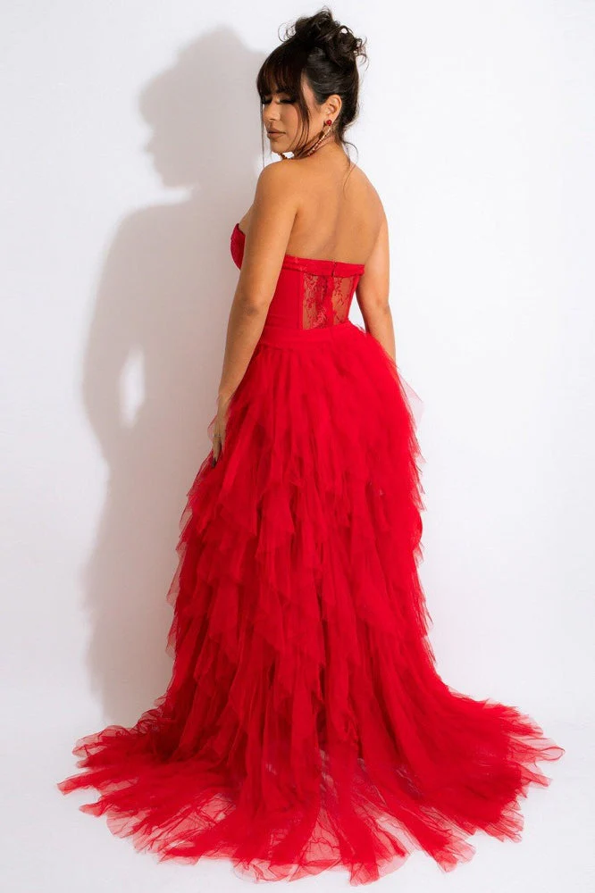 Sheer Lace Bustier Formal Dress - Image 4