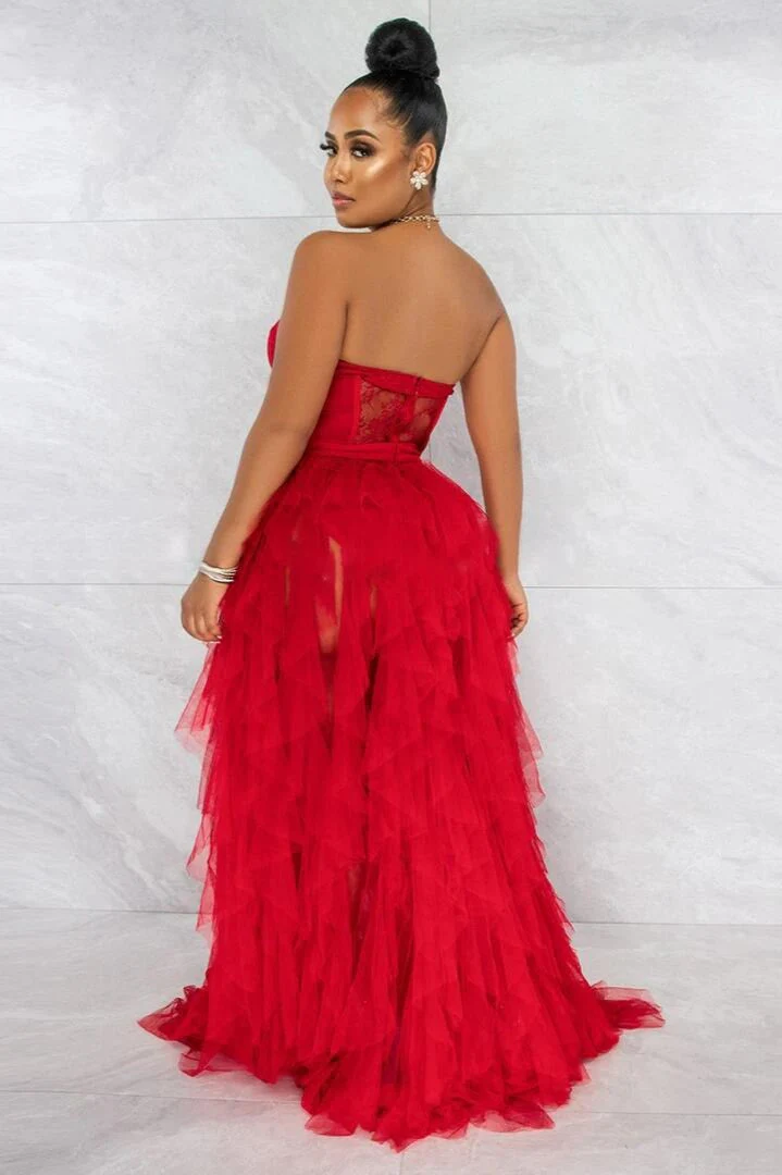 Sheer Lace Bustier Formal Dress - Image 6
