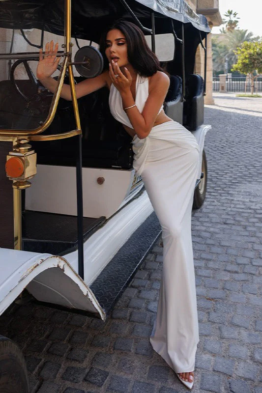 Sheer Panel Halter Formal Dress - Image 6