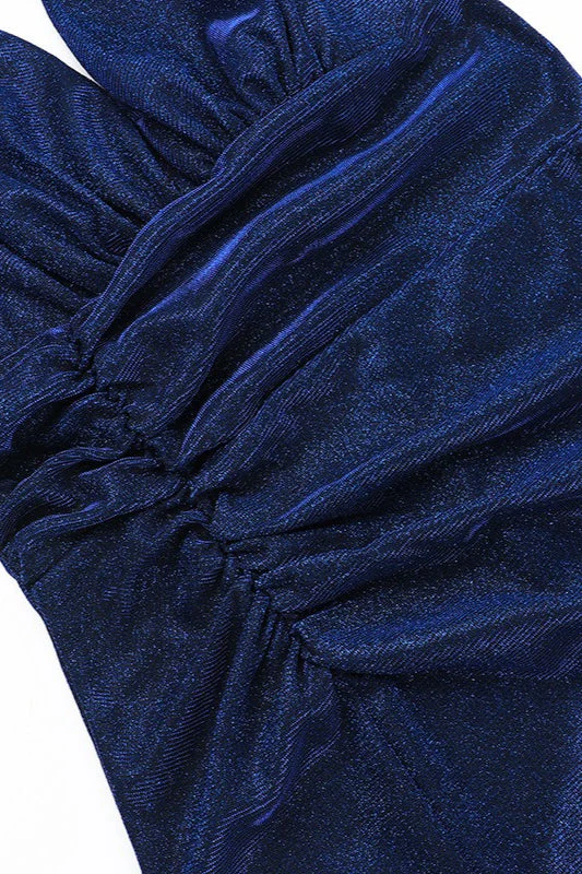 Shimmer V Neck Halter Slit Formal Dress - Image 9