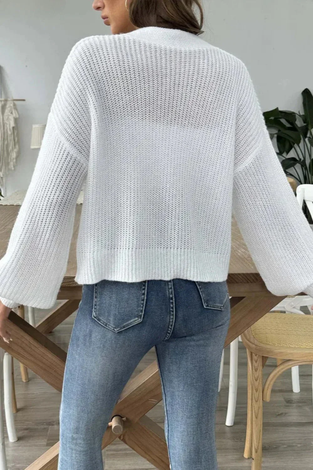Short Floral Knit Long Sleeve Cardigan - Image 14