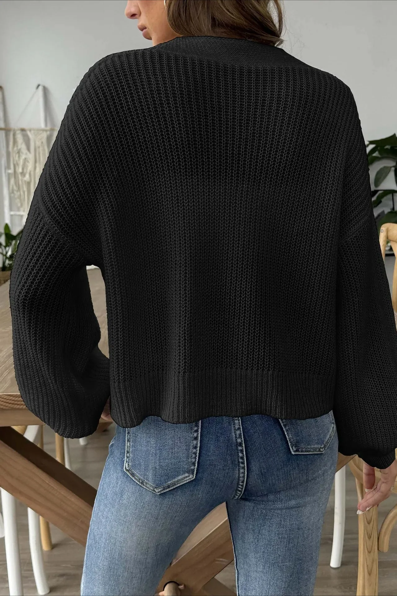 Short Floral Knit Long Sleeve Cardigan - Image 19