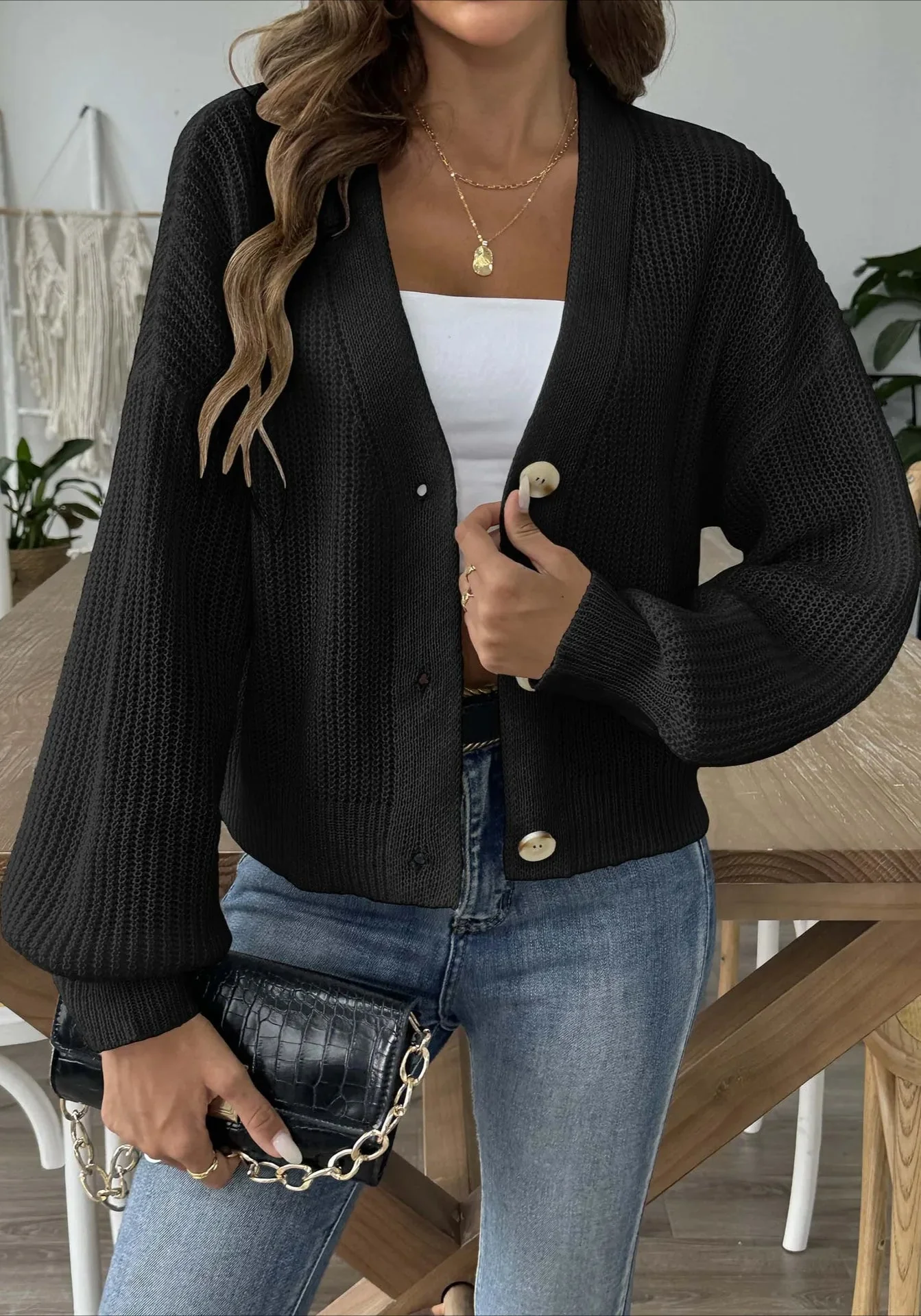 Short Knit Long Sleeve Cardigans - Image 5