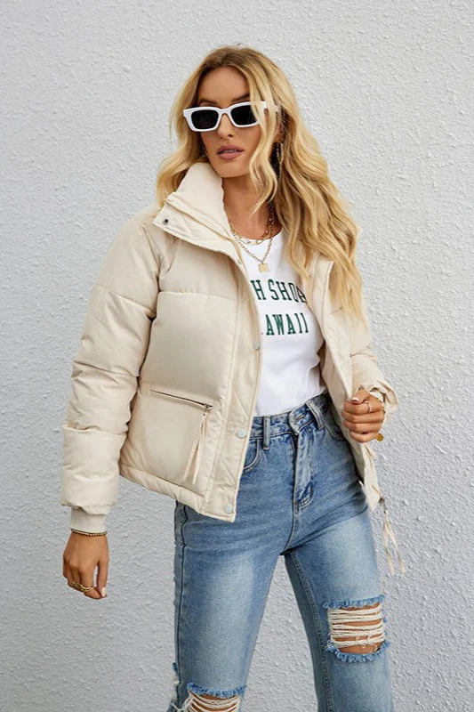 Short Stand Collar Puffer Coat - Image 6