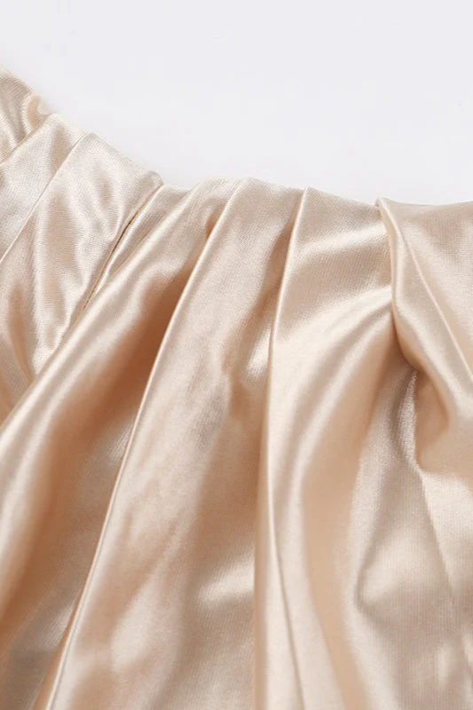 Silk Satin Off Shoulder Slit Formal Dress - Image 6