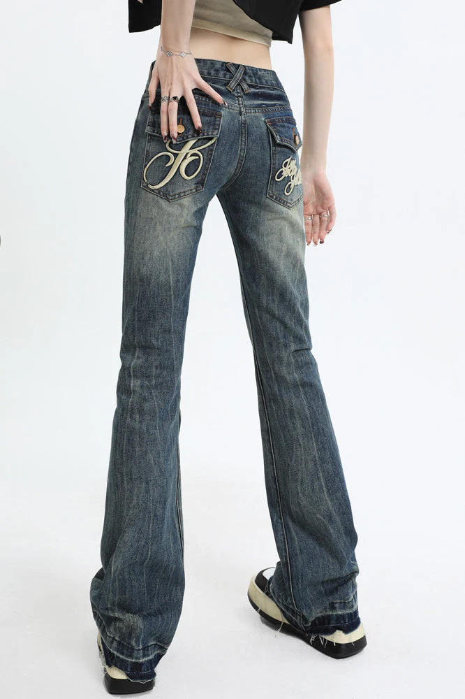 Slim Fit Low Waist Micro Flare Jeans - Image 12