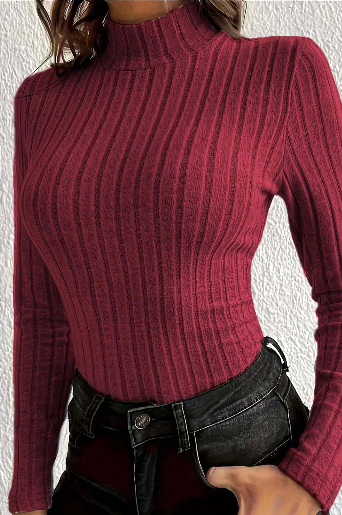 Slim Fit Mock Neck Knit Sweater - Image 14