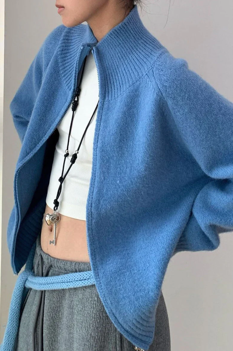 Soft Knit Zipper Cardigan