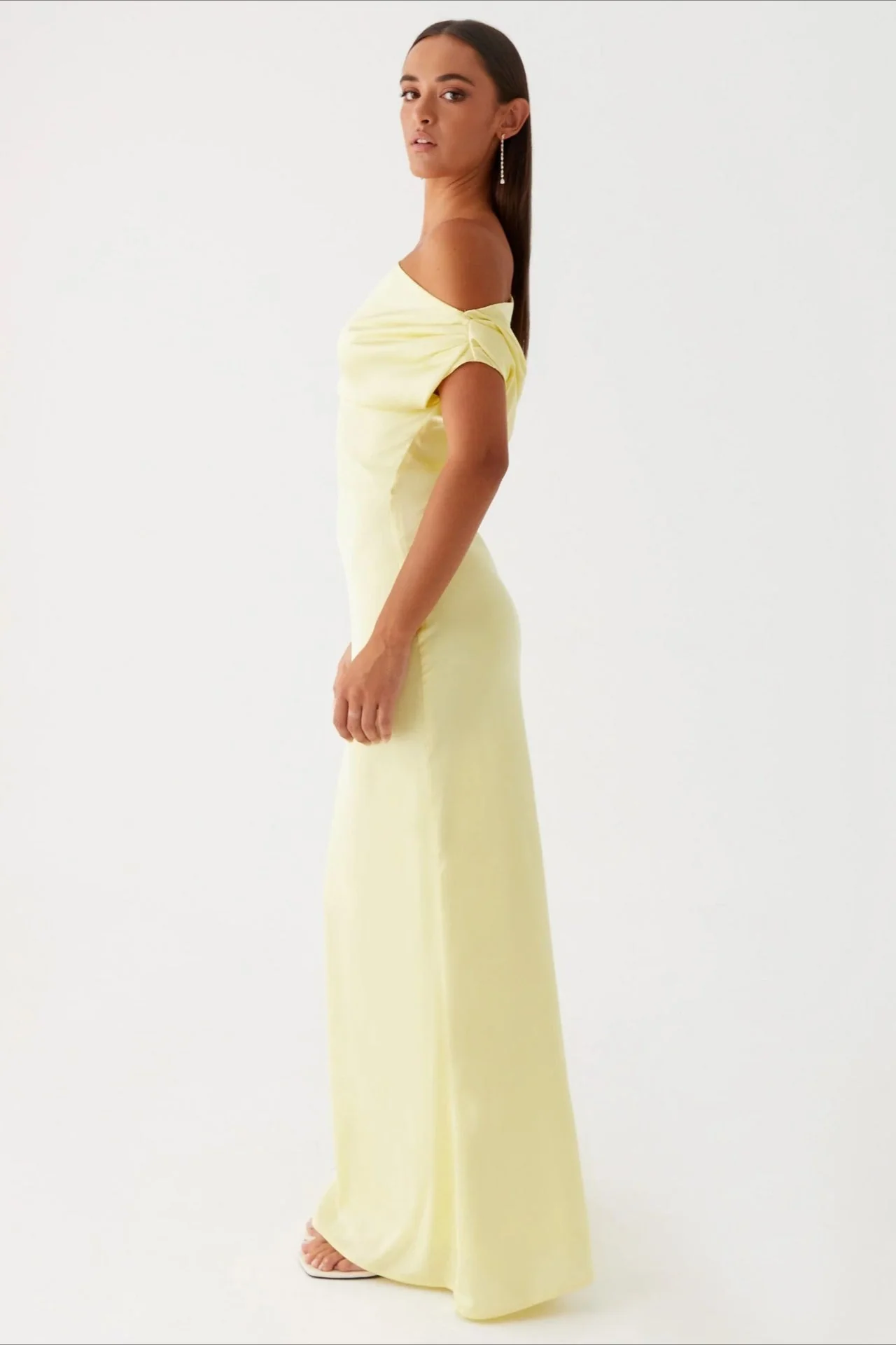 Solid Asymmetric Neckline Formal Dress - Image 10