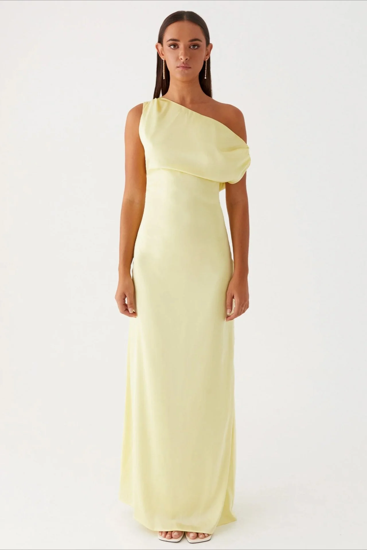 Solid Asymmetric Neckline Formal Dress - Image 8