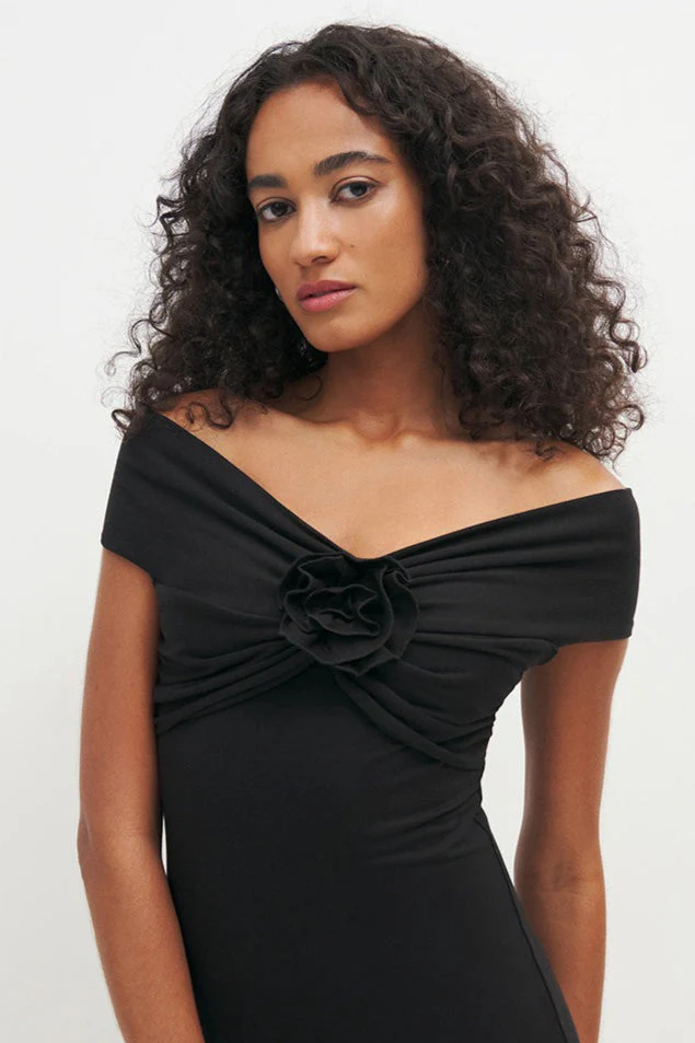 Solid Color Off-the-shoulder Knit Cocktail Dress - Image 5