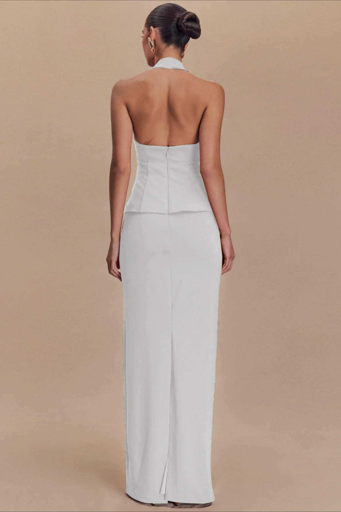 Solid Halter Backless Maxi Formal Dress - Image 6