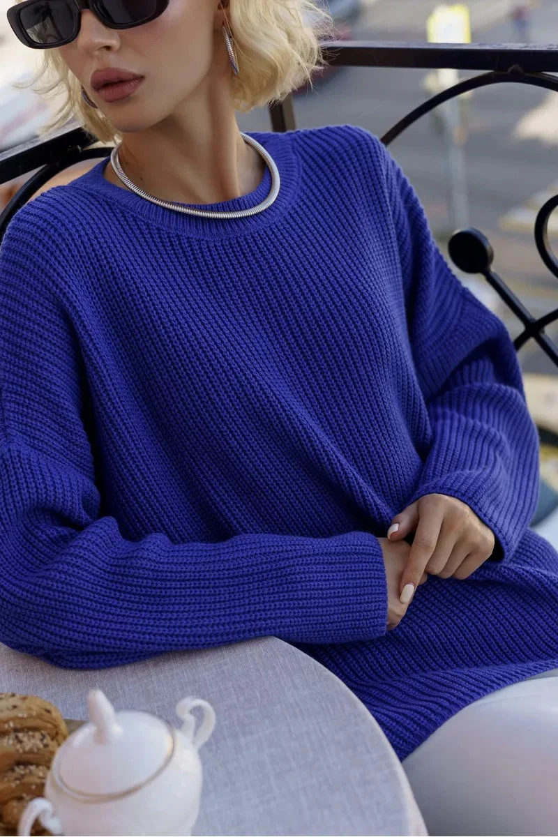 Solid Knit Crewneck Pullover Sweater - Image 16