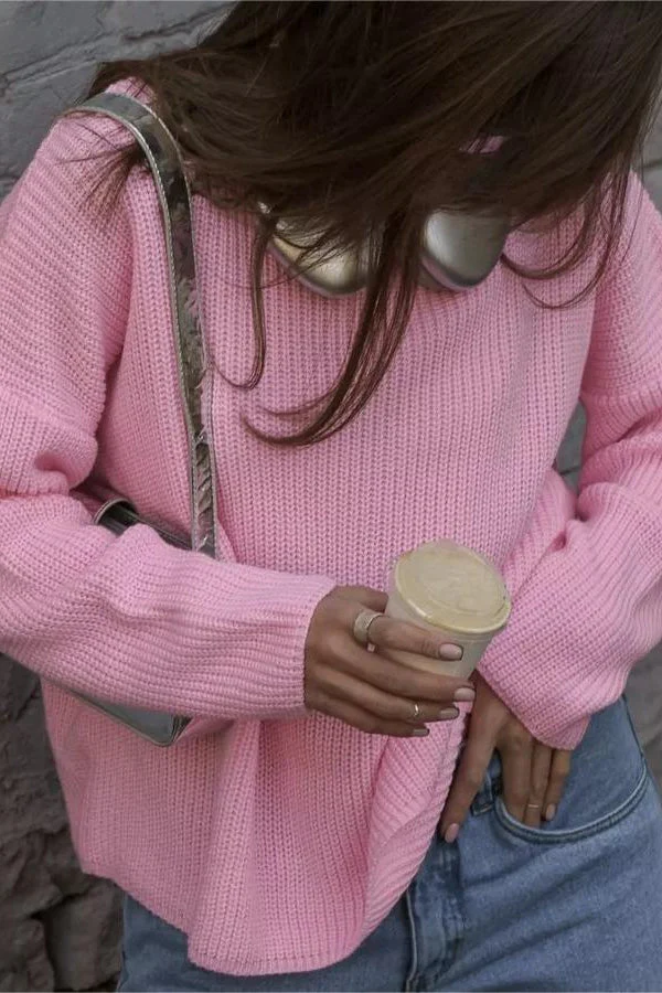 Solid Knit Crewneck Pullover Sweater - Image 22