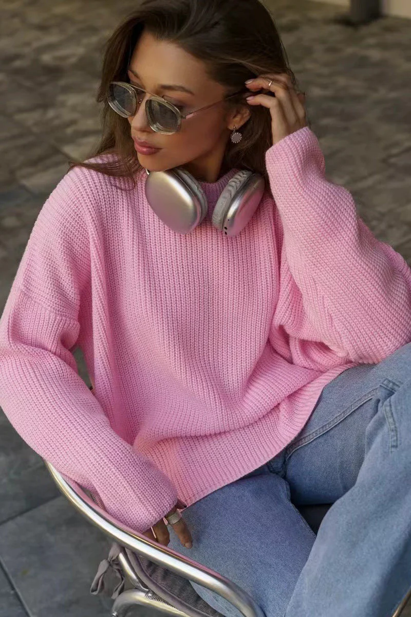 Solid Knit Crewneck Pullover Sweater - Image 24