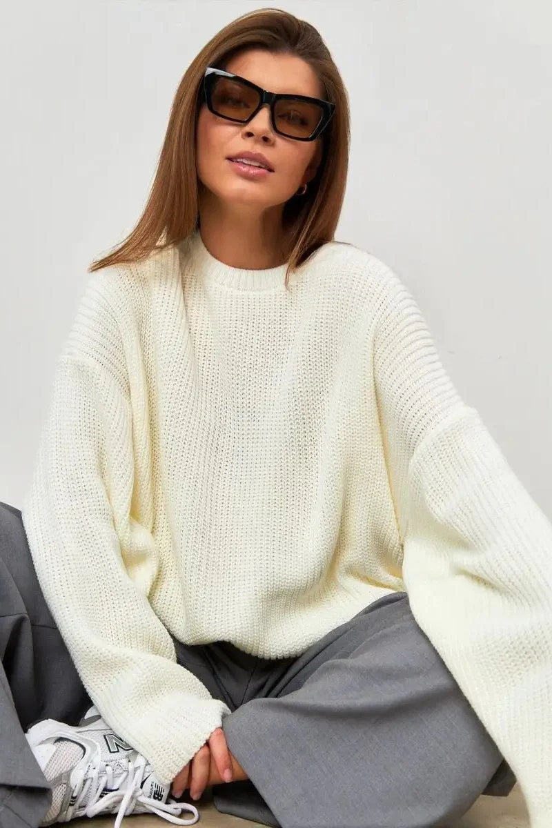 Solid Knit Crewneck Pullover Sweater - Image 32