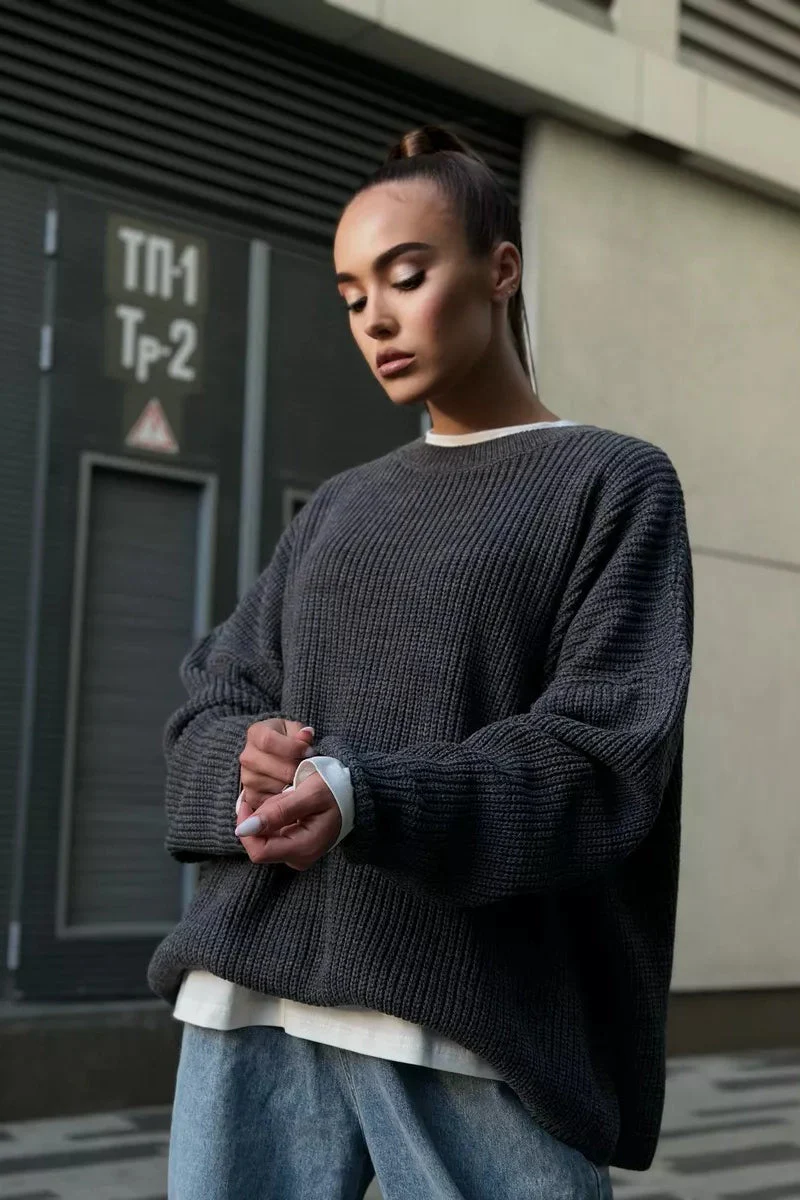 Solid Knit Crewneck Pullover Sweater - Image 38