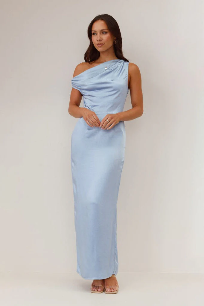 Solid Sleeveless Asymmetric Formal Dress - Image 11