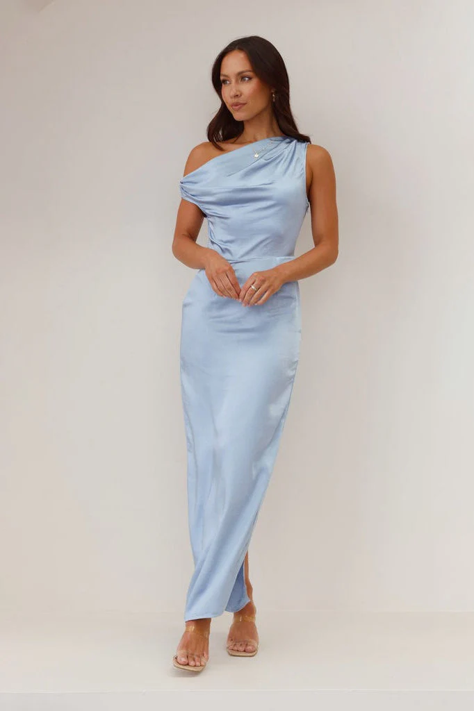 Solid Sleeveless Asymmetric Formal Dress - Image 13
