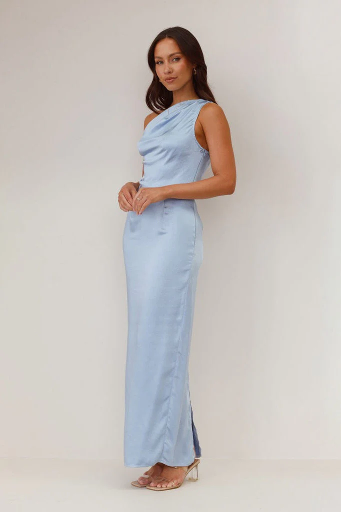 Solid Sleeveless Asymmetric Formal Dress - Image 14
