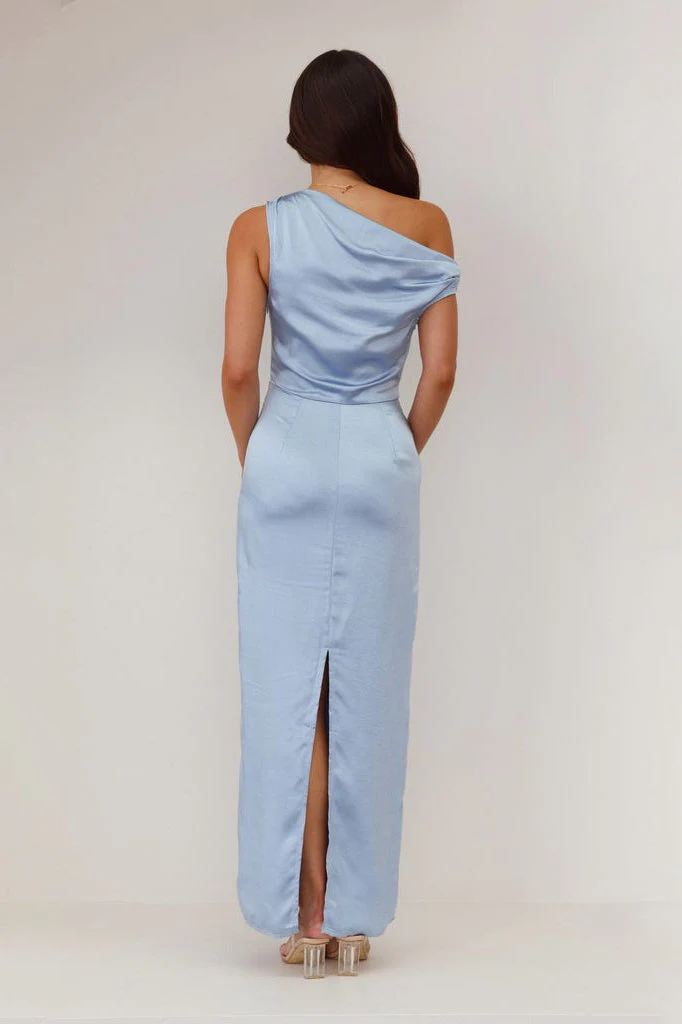 Solid Sleeveless Asymmetric Formal Dress - Image 16