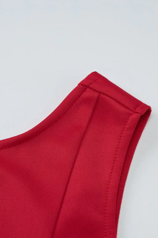 Solid Sleeveless Backless Bodycon Cocktail Dress - Image 15
