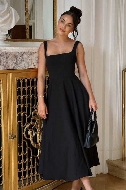 Solid Square Neck Sleeveless Cocktail Dress - Image 6