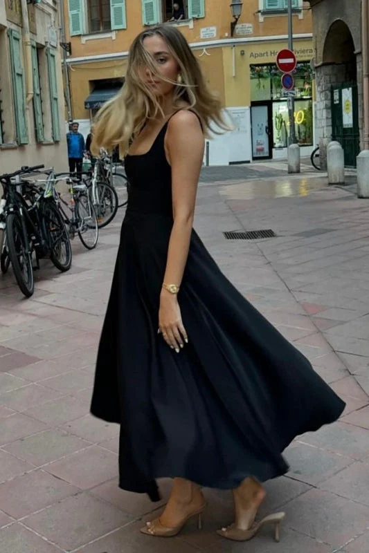 Solid Square Neck Sleeveless Cocktail Dress - Image 9