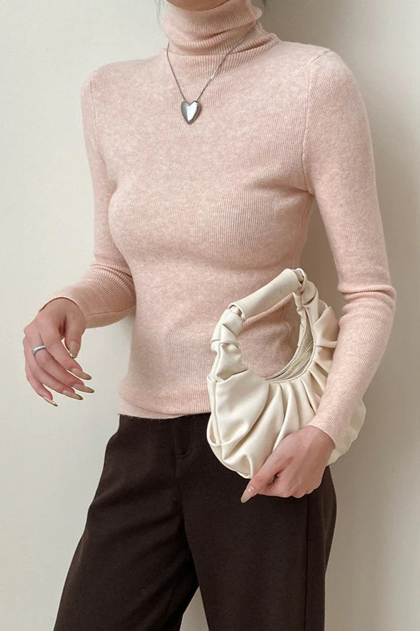 Stacked Neck Slim Fit Essential Knit Top - Image 4