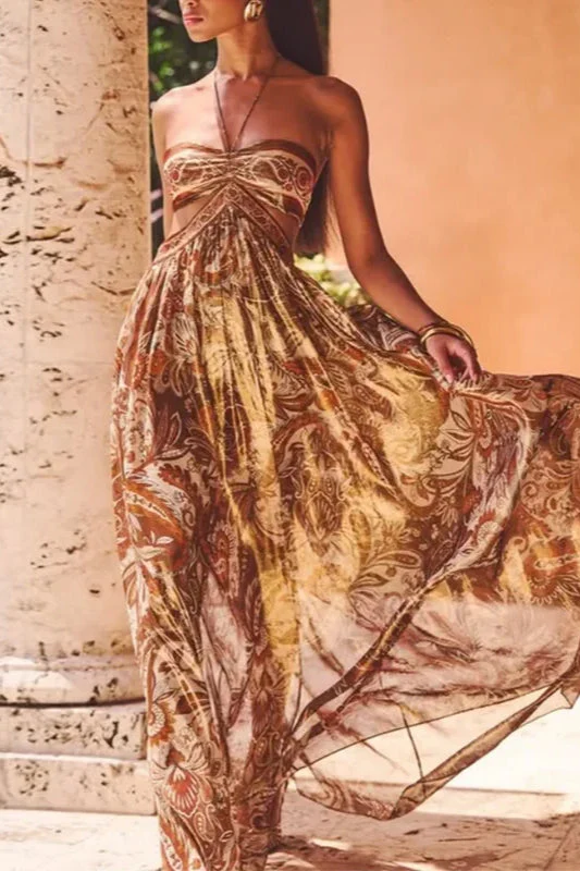 Strapless Lace Up Pleated Boho Dress - Image 10