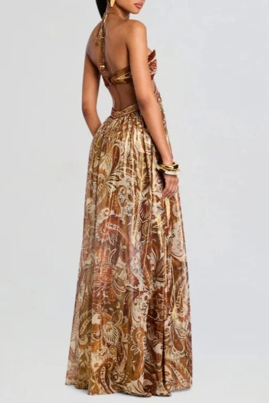 Strapless Lace Up Pleated Boho Dress - Image 14