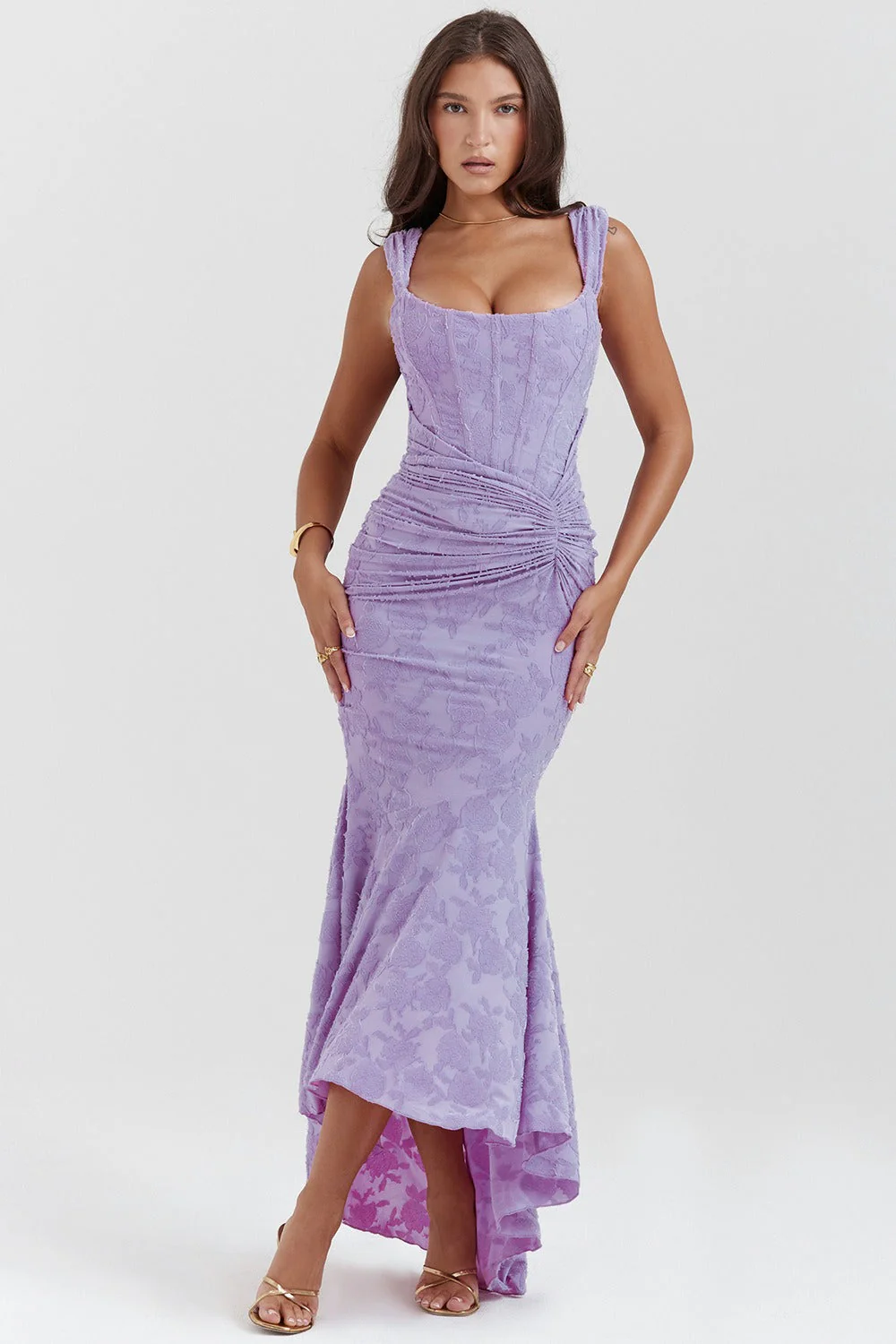 Stretch Mesh Jacquard Mermaid Formal Dress - Image 16