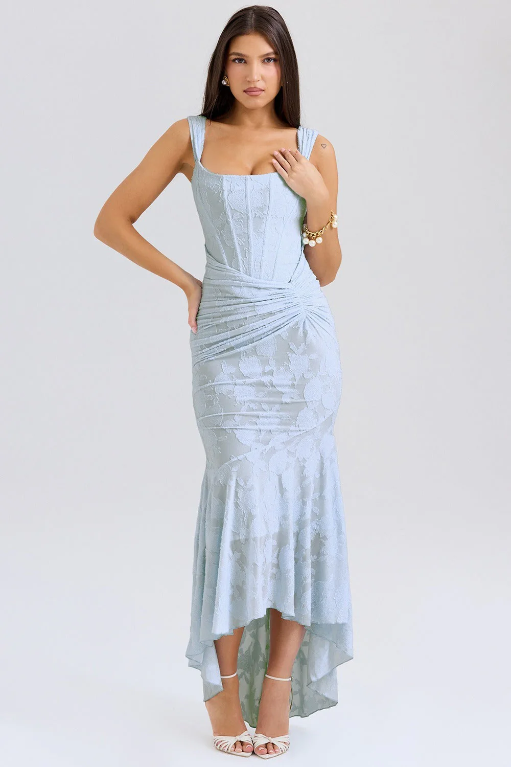 Stretch Mesh Jacquard Mermaid Formal Dress - Image 2