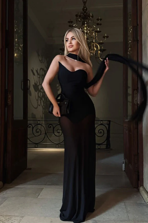Stretch Tulle Bandage Mesh Formal Dress
