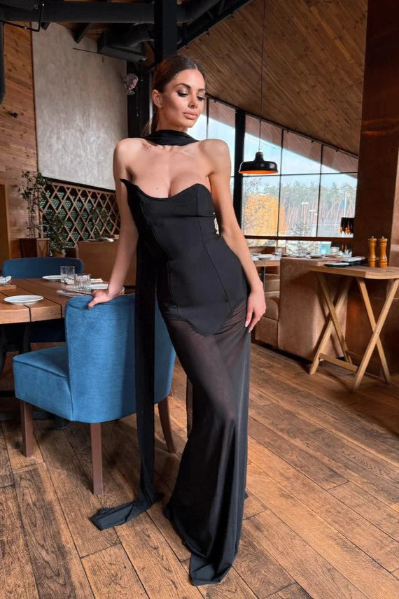 Stretch Tulle Bandage Mesh Formal Dress - Image 3