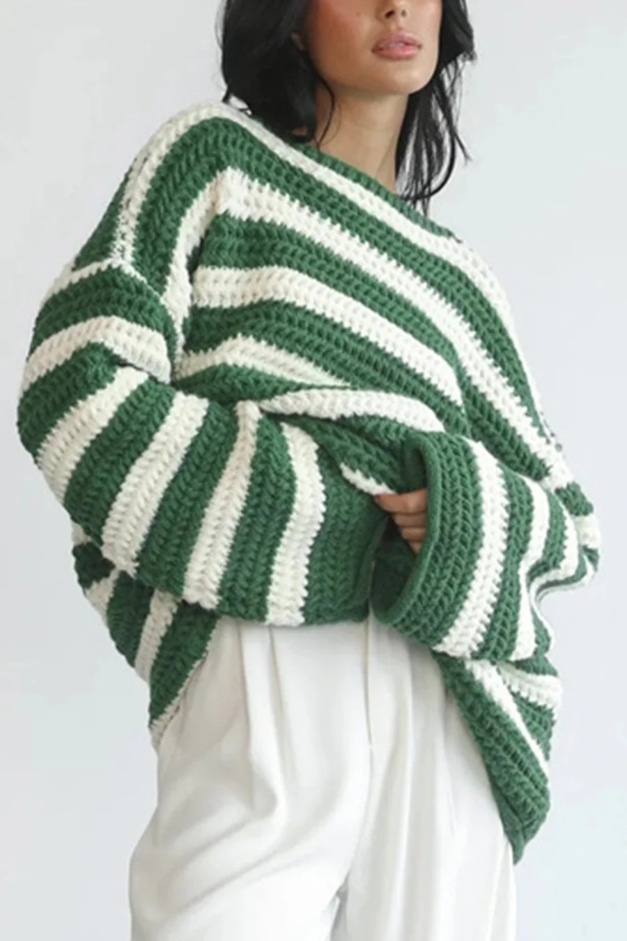 Striped Knit Casual Loose Sweater