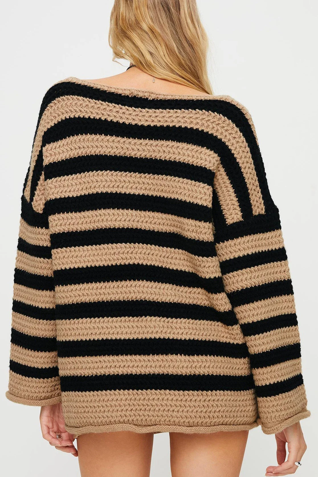 Striped Knit Casual Loose Sweater - Image 29