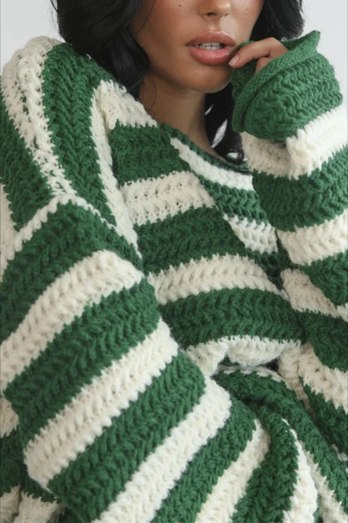 Striped Knit Casual Loose Sweater - Image 33
