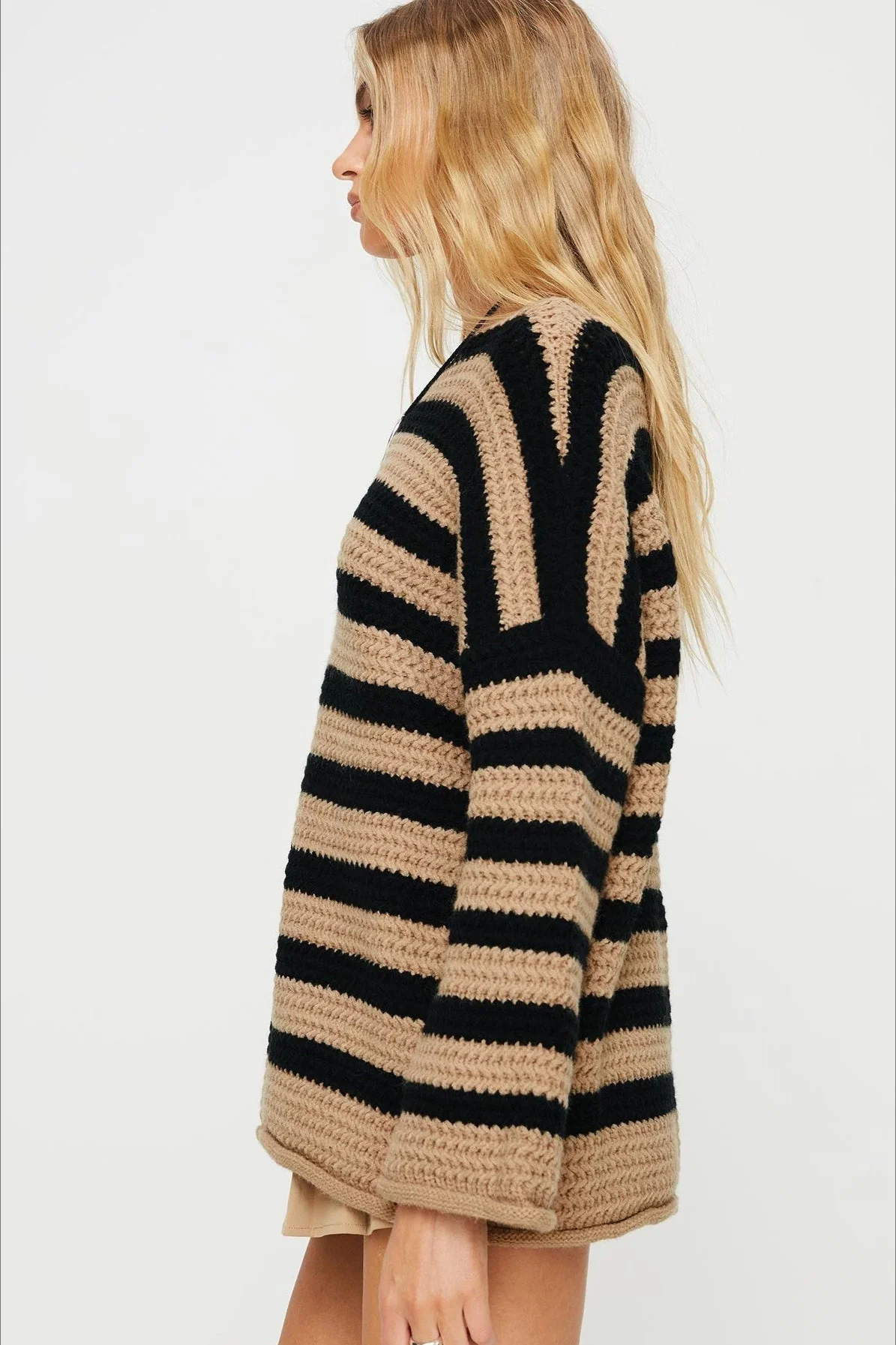Striped Knit Casual Loose Sweater - Image 7