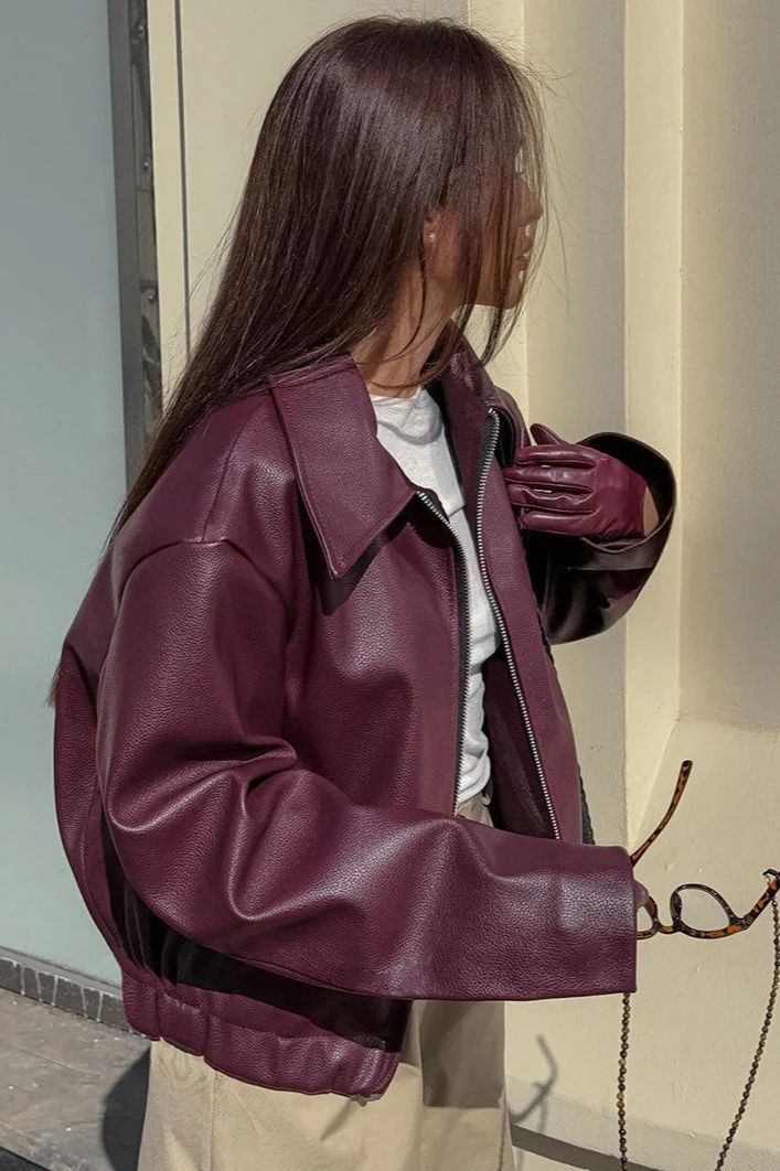 Stylish Matte PU Moto Jacket - Image 8