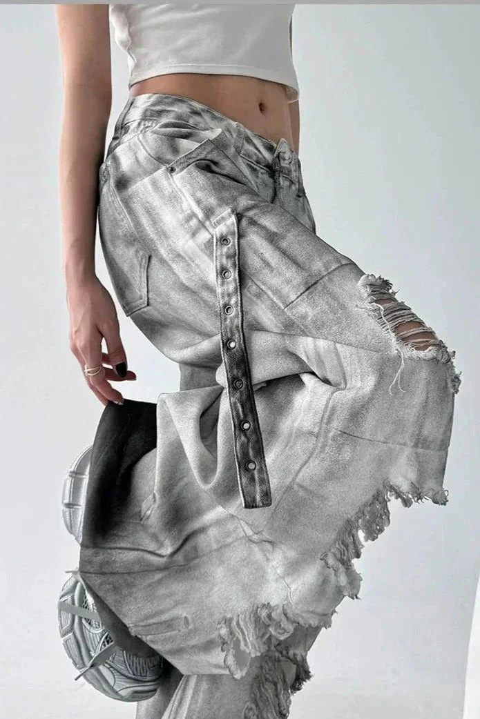 Tie Dye Ripped Wide Leg Jeans - Image 15