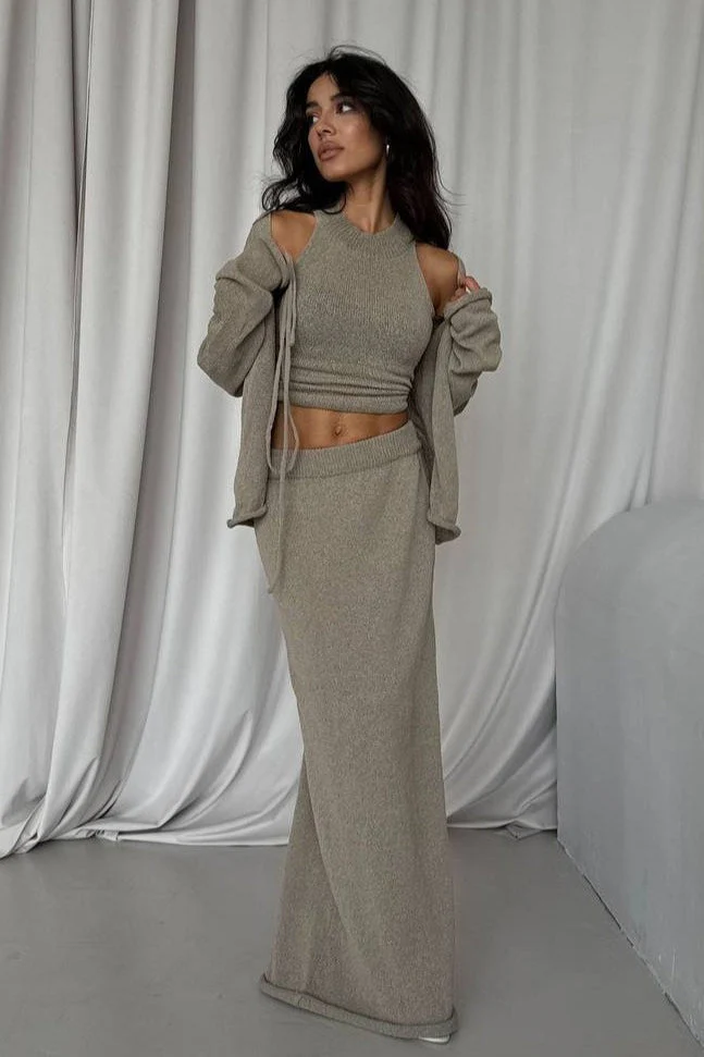 Tie Front Knit Set Sweater Dress