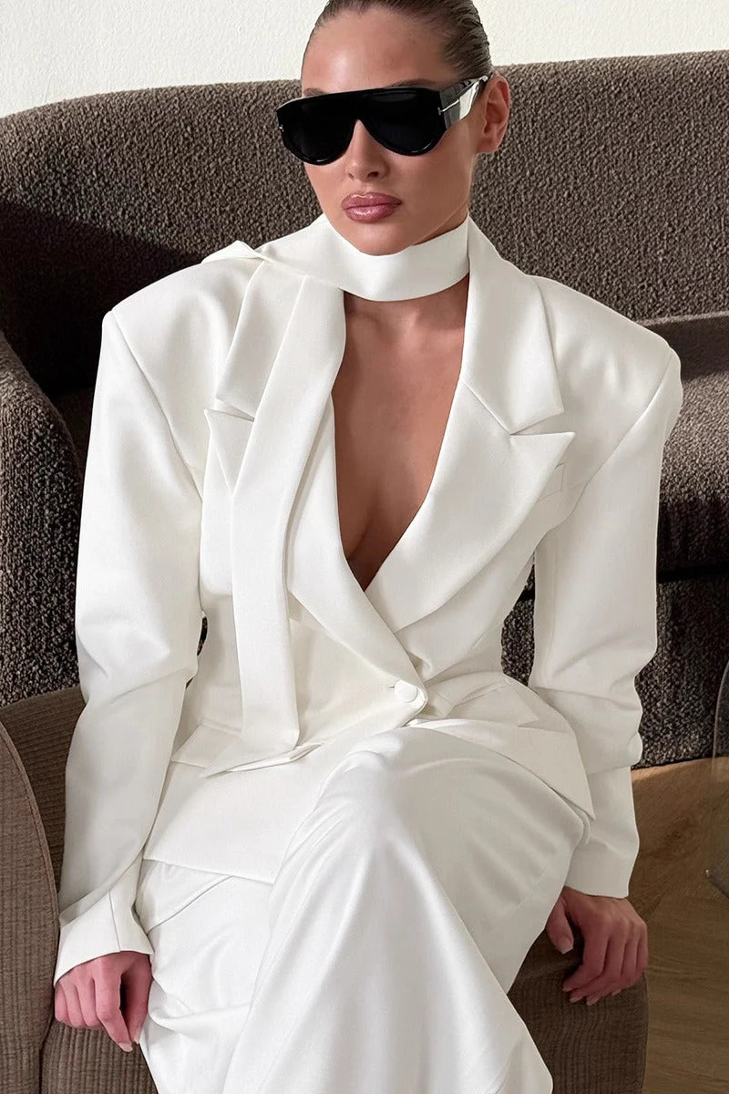 Tie-Waist Cropped Blazer - Image 2