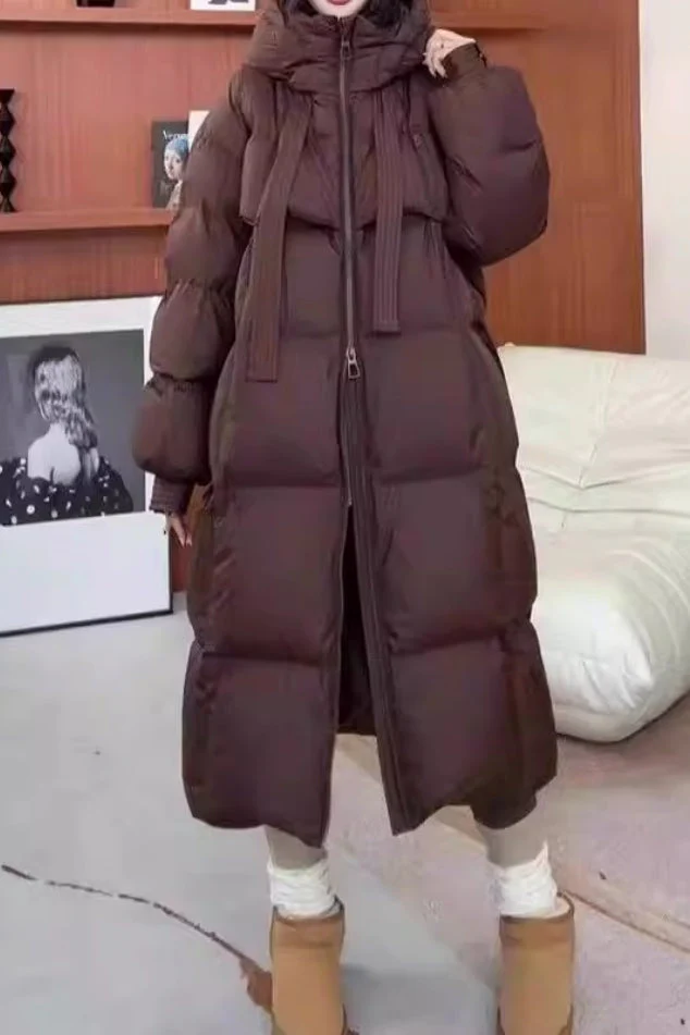 Trendy Long Hooded Puffer Jacket - Image 2