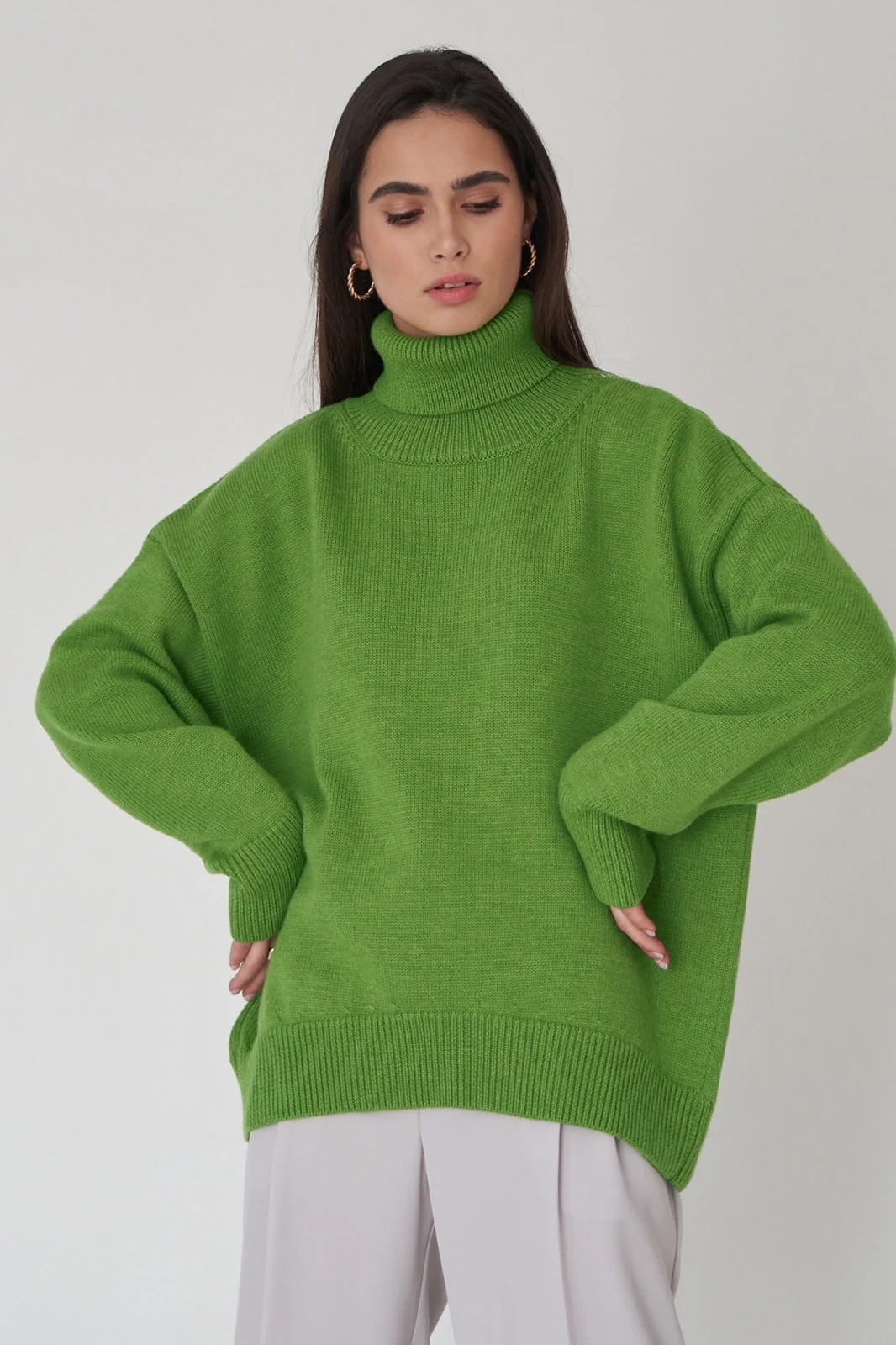 Turtleneck Loose Knit Pullover Sweater - Image 29