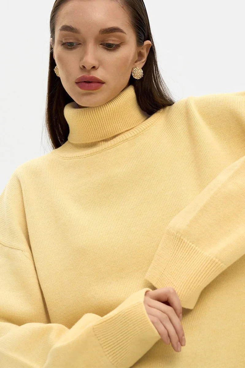 Turtleneck Loose Knit Pullover Sweater - Image 35