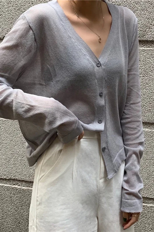 V-Neck Lightweight Knit Cardigan - Image 14